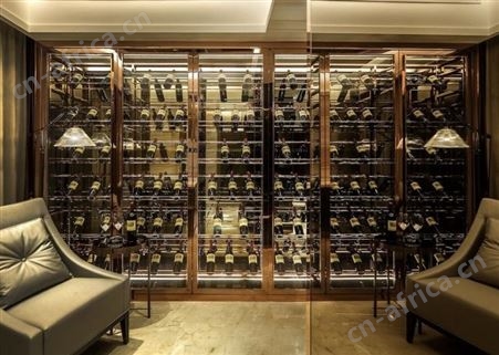 场所定制不锈钢恒温恒湿酒柜餐厅展示红酒柜