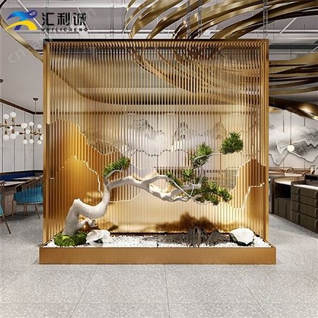 黑色简约现代不锈钢屏风隔断客厅玄关进门遮挡定制