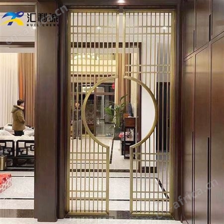 定制家居酒店中式镂空雕花不锈钢屏风 欧美式玄关隔断