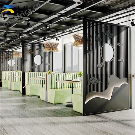 南京餐台中式不锈钢屏风隔断带灯假山屏风餐厅隔断