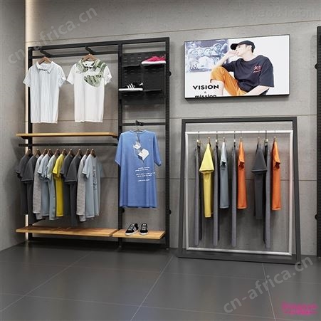 新款服装店展示架落地式衣架男装展示柜中岛衣服陈列架商店展厅男装店货架定制展柜厂
