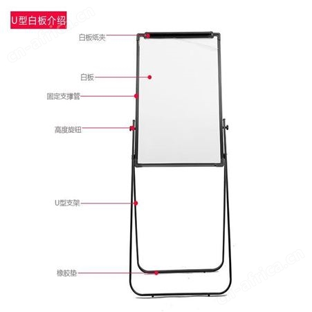 移动支架磁性双面U型支架式白板展示板办公会议餐厅门店展示角度高度可调节
