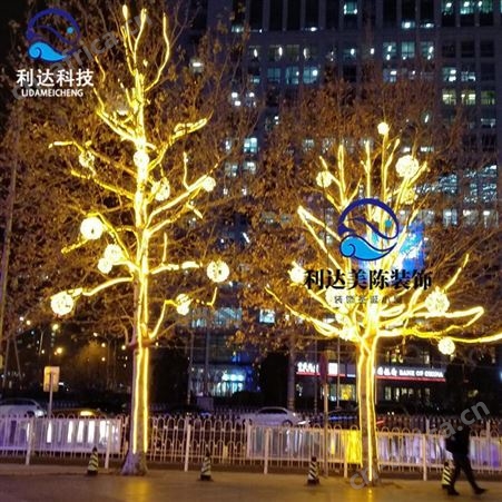 圣诞树利达大型圣诞树 树木亮化安装灯 铁艺亮化安装大型实木礼品盒加工