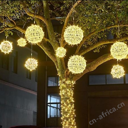 盖香云LED挂树藤球灯-街道悬挂塑料圆球灯塑料藤球灯20公分