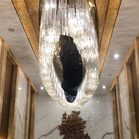 椭圆形大型酒店大堂工程灯具会所电梯间宴会厅艺术水晶灯定制双庆灯饰