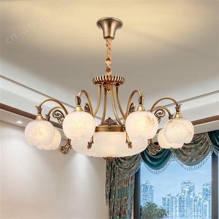 西班牙真云石灯 别墅全铜吊灯 双庆欧式客厅餐厅卧室灯具