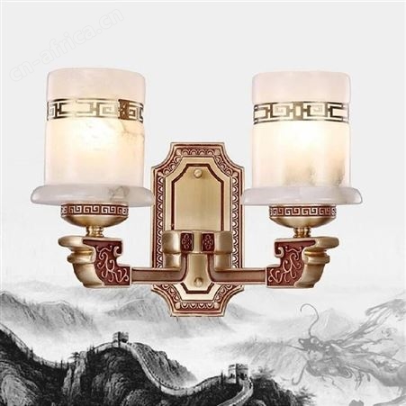 新中式云石灯 复式楼别墅客厅吊灯 豪华大厅吊灯 全铜天然云石吊灯双庆灯饰