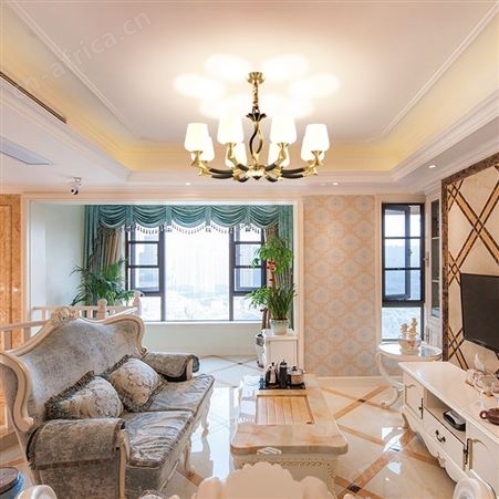美式简约全铜吊灯 客厅餐厅卧室吊灯 仿云石吊灯 欧式纯铜吊灯