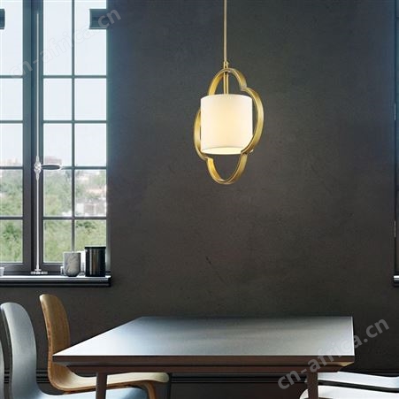 全铜单头吊灯双庆灯饰_现代简约小吊灯_吧台茶室餐厅灯具_中空楼梯灯