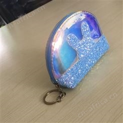PVC幻彩化妆包 迷你钥匙挂包 金粉拼接 随身携带口红粉饼收纳袋