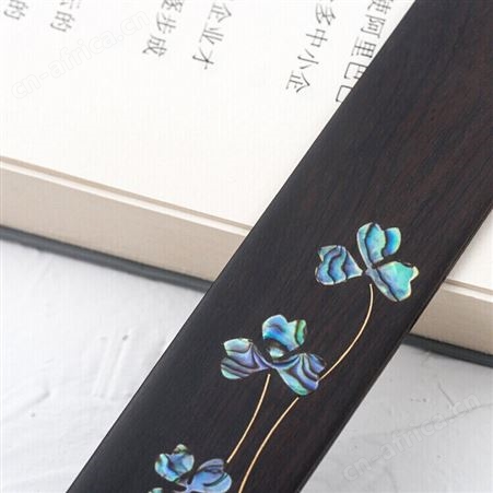 公司活动送客户礼品定制 紫光檀书签+签字笔礼品套装 复古黄铜红木免费设计logo