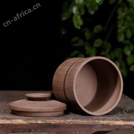 红素紫砂茶叶罐大号七饼仿木纹全手工中式复古型 300套起订不单独零售