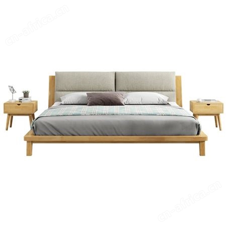 北欧实木床主卧1.5m1.8米日式双人床现代简约公寓民宿家具原木床