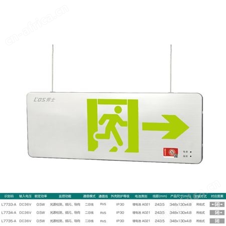 劳士敏华电工自电集控智能系统超薄不锈钢吊线式0.38cm应急疏散指示灯L-BLZC-2LROEⅡ0.5WZXL