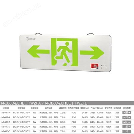飞歌敏华应急灯智能照明超薄不锈钢吊线式0.48cm双面标志灯N-BLJC-2LREⅠ1WZFA