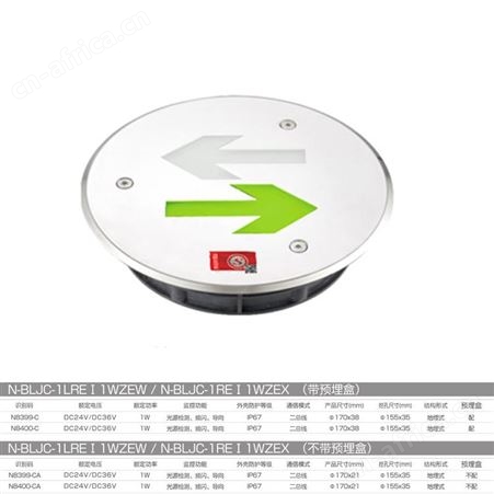 敏华nst集电集控应急疏散指示灯DC24V170mm不锈钢拉丝面盖地埋灯N-BLJC-1LREⅠ1WZEW-ZEX
