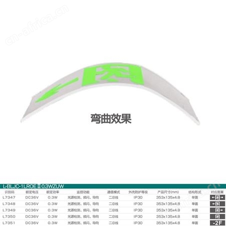 劳士智能应急灯厂家中型超薄不锈钢弯曲屏0.48cm双向标志指示灯L-BLJC-1LROEⅡ0.3WZUW