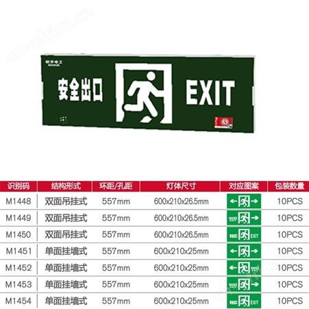 敏华led照明应急灯大型防火塑料超窄边框标志灯M-BLZD-2LROEⅢ8WCAL M-BLZD-1LROEⅢ8WCAM