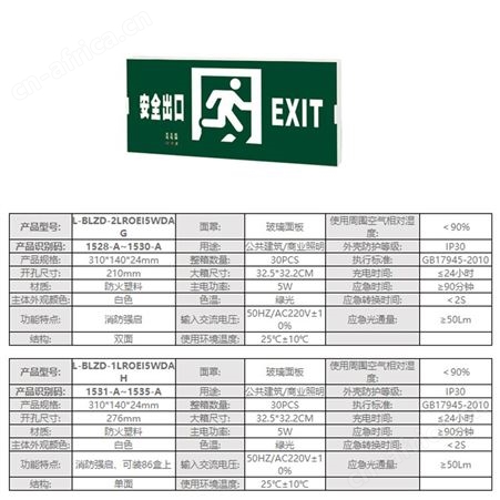 劳士停电疏散通道应急防火全塑料小型超窄边框安全出口标志灯L-BLZD-1LROEI5WDAH