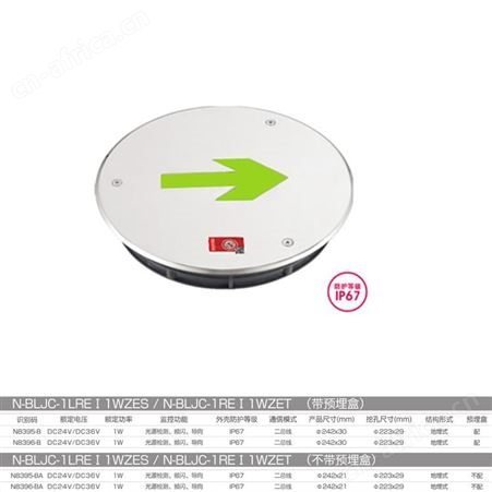 敏华NST应急灯电池集中电源集中控制型二总线表面有螺丝圆形超薄不锈钢地埋灯N-BLJC-1LREⅠ1WZES