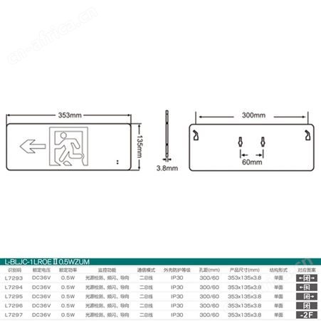 劳士兀拿斯特指示灯安全出口中型超薄不锈钢单面吸墙0.38cm应急灯L-BLJC-1LROEⅡ0.5WZUM
