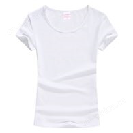 190克莫代尔双面磨毛女生纯白圆领T恤团体服工作服定制