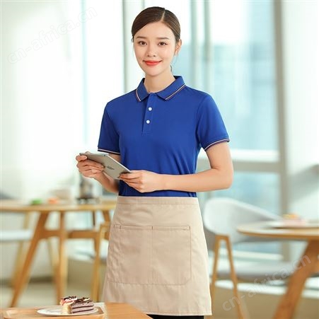 夏季服务员工作服定制logo短袖翻领餐馆饭店奶茶汉堡烧烤店工作服