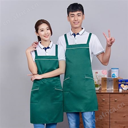 酒店厨房工装围裙 韩版时尚家用围裙定制水果奶茶店火锅超市工装