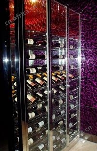 别墅家用不锈钢黑钛镜面无指纹酒柜 欧式复古不锈钢酒柜厂家定做