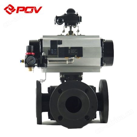 POV普雷沃 铸钢气动三通球阀 L/T型流体换向作用