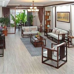 新中式实木沙发 新中式沙发墙 新中式沙发背墙效果图 新中式沙发