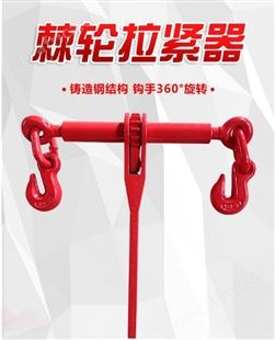 旺业机电-云南棘轮拉紧器链条杠杆收紧链条捆绑器双钩货车固定紧链器钢索紧线器3吨6米1套