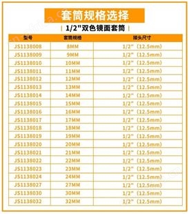 金指数佳捷仕云南昆明扳手套筒-双色镜面短套筒18mm-19mm