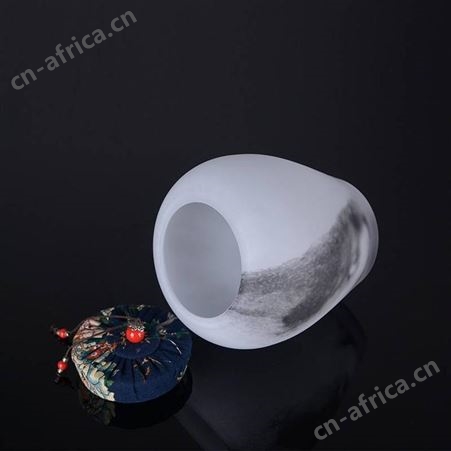 水墨琉璃茶叶罐摆件 商务礼品定制 琉璃纪念品摆件定做logo 开业庆典琉璃工艺品