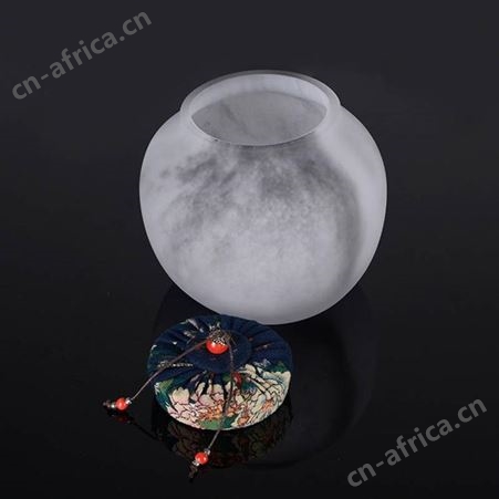 水墨琉璃茶叶罐摆件 商务礼品定制 琉璃纪念品摆件定做logo 开业庆典琉璃工艺品
