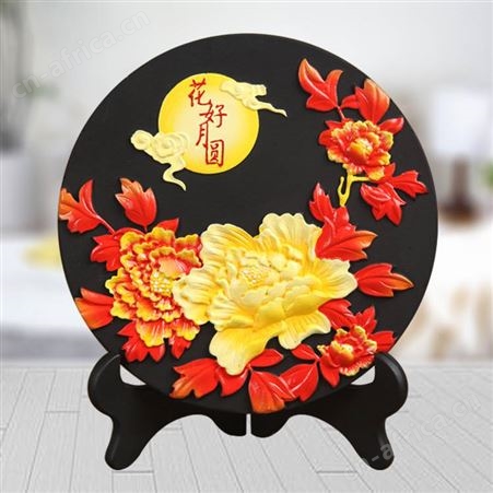 中秋节礼品 创意活性炭雕工艺品摆件商务礼品定制 花好月圆碳雕摆件装饰品