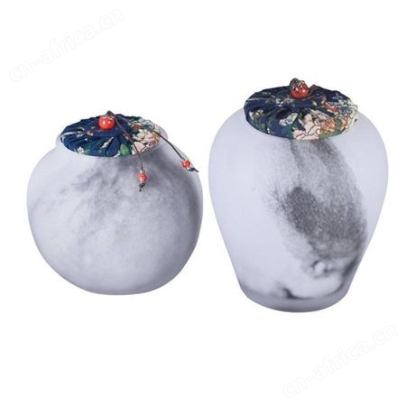 水墨琉璃茶叶罐摆件 商务礼品定制 琉璃纪念品摆件定做logo 开业庆典琉璃工艺品