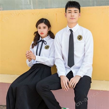 班服衬衫套装 初中高中大学生装校服 夏装夏季男女短袖学院风韩国 毕业照校服订购工厂