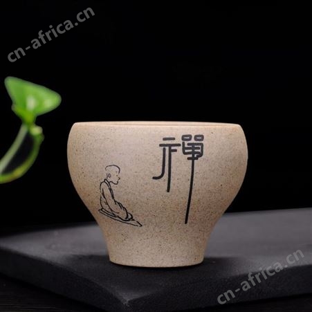 己米粗陶茶具酒杯 小礼品赠品陶瓷 大号单杯小茶碗 主人杯个人茶杯品茗杯 煮茶杯