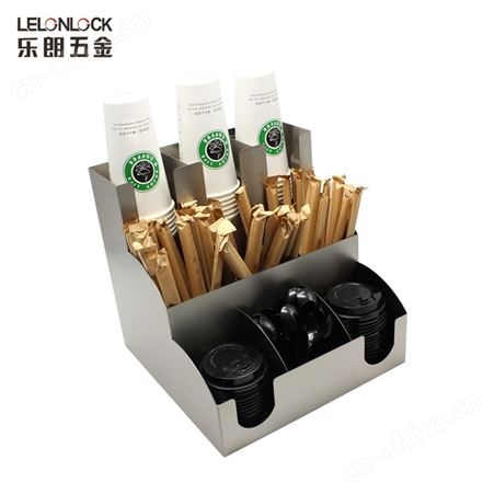 乐朗SRH-009加功定制不锈钢杯架 分杯取杯器 多功能收纳架纸巾盒吸管盒
