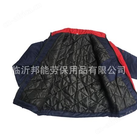 藏蓝红领保暖小棉袄 冬季加厚保暖男女车间工作服棉衣 工厂工装
