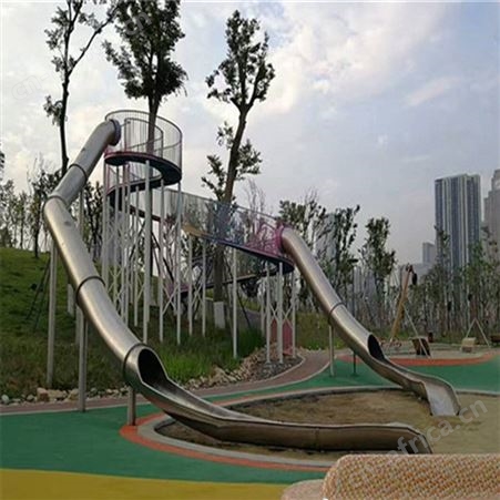 户外景观不锈钢滑梯定做大型逃生滑道制作适用地道商场设计