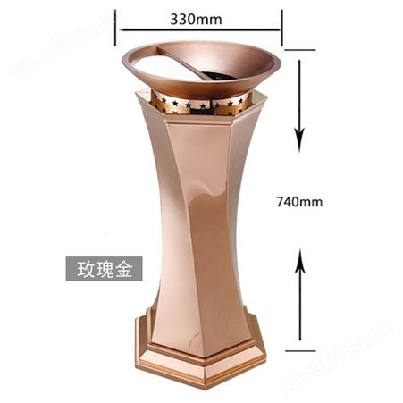 酒店宾馆大堂专用新型六角黑金玫瑰金垃圾桶座地烟灰桶
