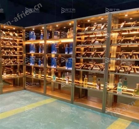 包邮江苏省不锈钢轻奢复古红酒架玫瑰金酒吧陈列式架柜装饰架定制