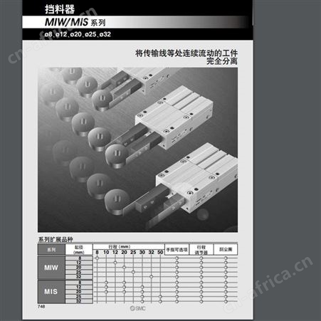 日本SMC 挡料器 MIW/MIS