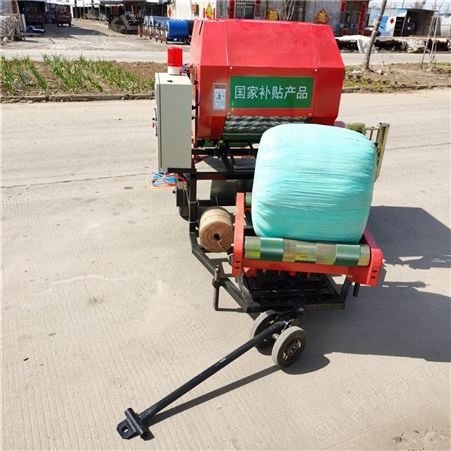 青贮打捆包膜一体机 小型半自动式干湿秸秆打包机 半自动