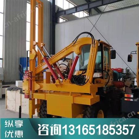 汇鑫护栏打桩机高速公路波形山地路面围栏打拔钻孔一体机装载式压桩机
