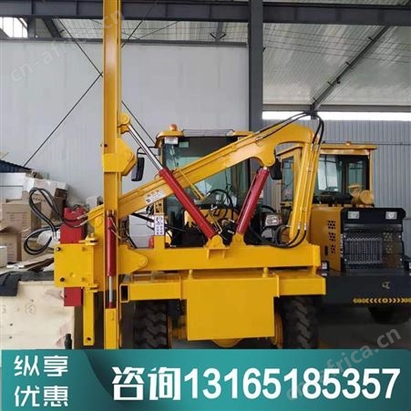 汇鑫护栏打桩机高速公路波形山地路面围栏打拔钻孔一体机装载式压桩机
