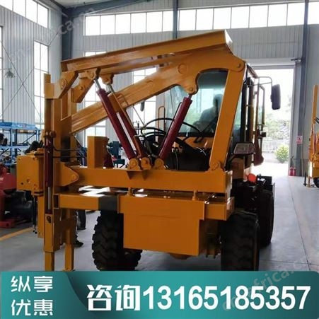 汇鑫护栏打桩机高速公路波形山地路面围栏打拔钻孔一体机装载式压桩机