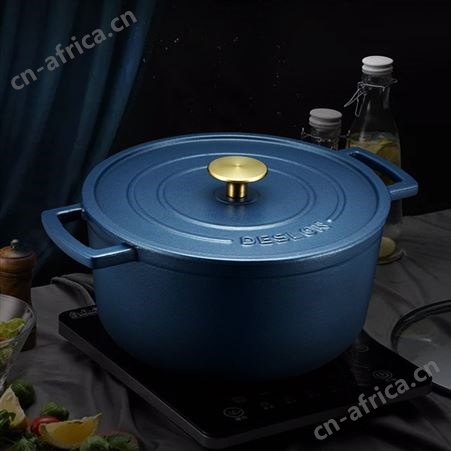 批发德世朗24cm圆形炖汤锅焖烧锅家用礼品铸铁锅珐琅锅